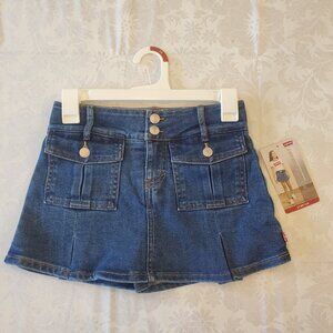 NWT Girl’s Levi's Skort Pleated Skirt Cargo Pockets Blue Medium Wash Denim Sz 10
